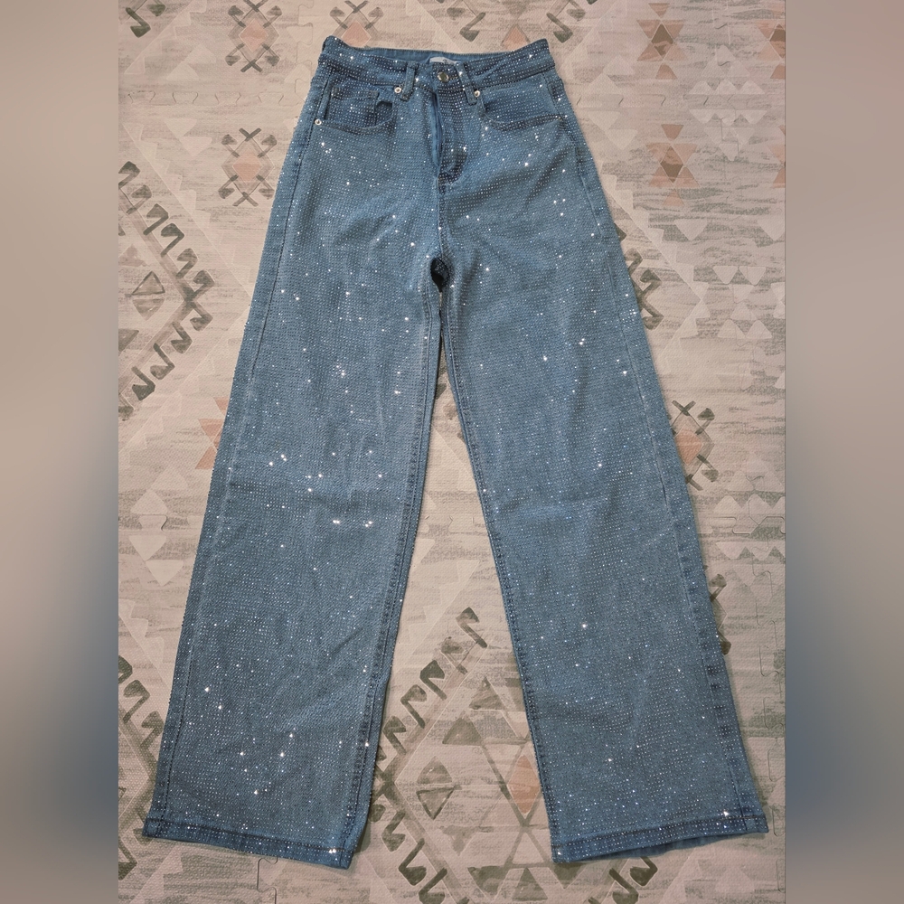 Blue Sparkle Women's Jeans - Small Stains